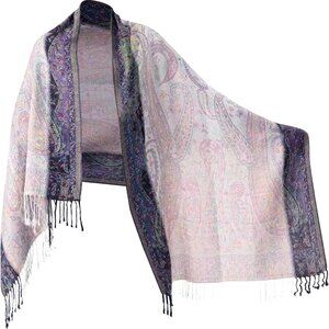 Women Reversible Paisley Winter Scarf Colorful Pattern Large Shawl Wrap